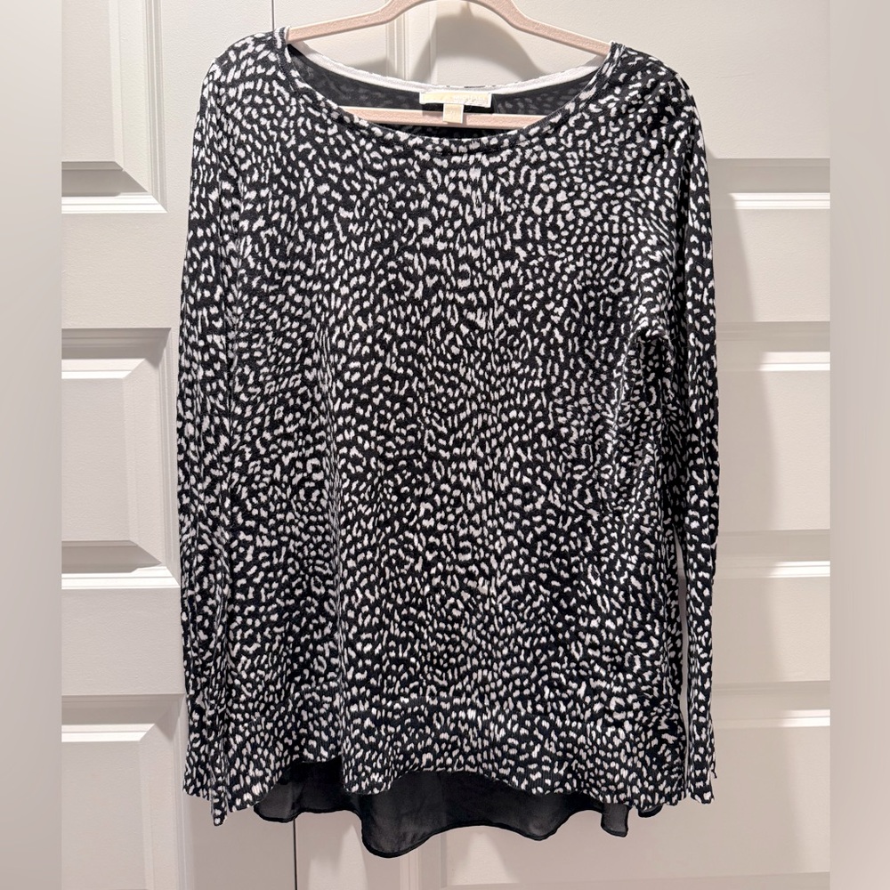 Michael Kors Xlarge Animal Print Sweater with Sheer Back